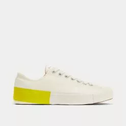 New Balance Sales Shop 96 MSGM Tape Appliqued Vulcanized Canvas White / Yellow Low Top Sneakers