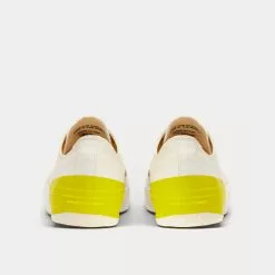 MSGM Tape Appliqued Vulcanized Canvas White / Yellow Low Top Sneakers -New Balance Sales Shop msgm Canvassneakerswithtapeappliqued vulcanizedorcupsole yellow low top sneakers 3