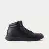 Mulberry Leather Black High Top Sneakers