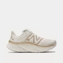 New Balance Fresh Foam X More V4 White With Gold Metallic And Moonbeam Running Shoes