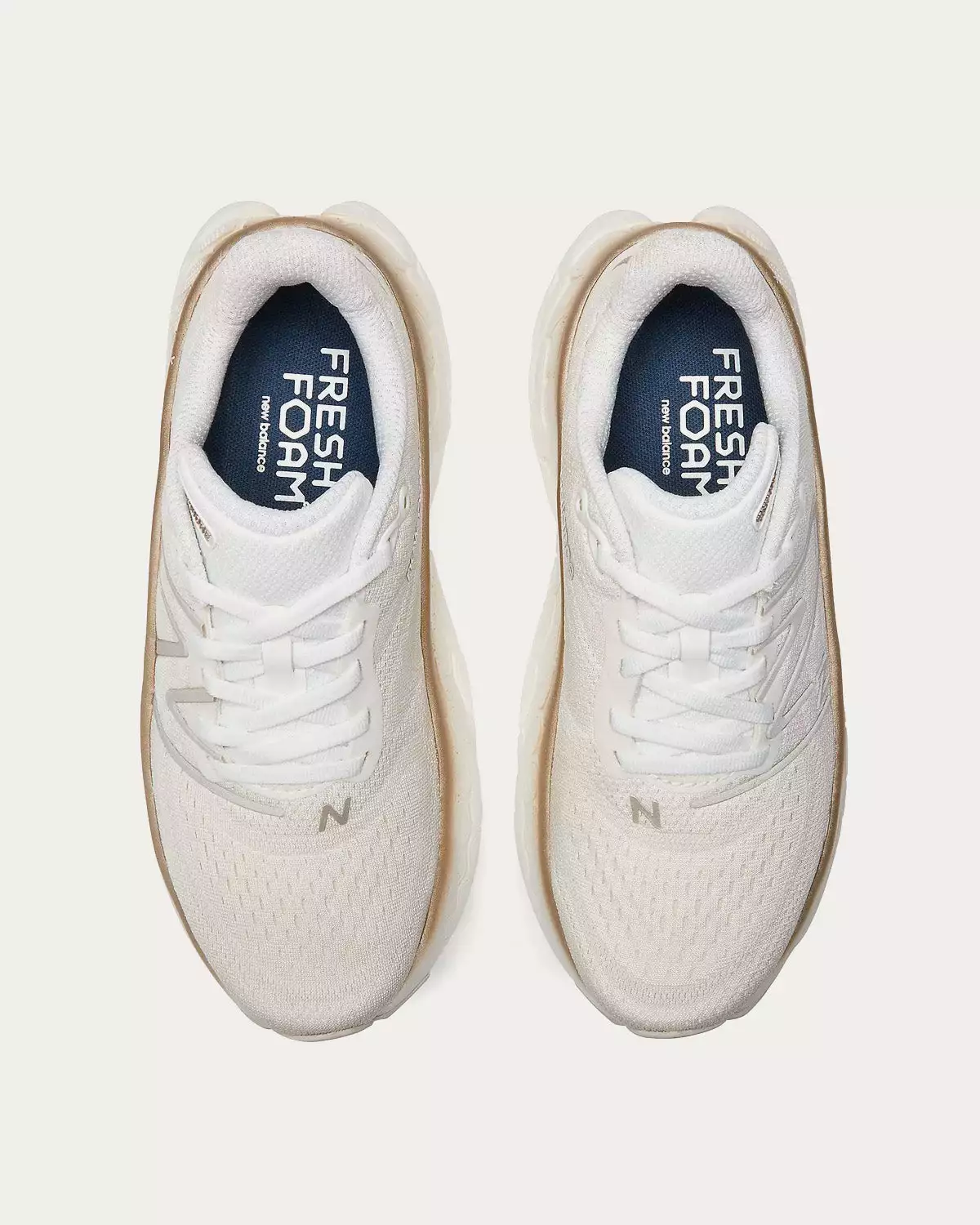 New Balance Fresh Foam X More V4 White With Gold Metallic And Moonbeam Running Shoes 2 New Balance Fresh Foam X More V4 White With Gold Metallic And Moonbeam Running Shoes - Image 2