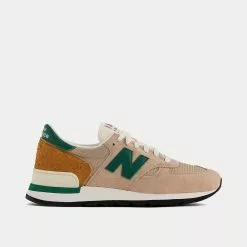 New Balance MADE In USA 990 Tan With Green Low Top Sneakers