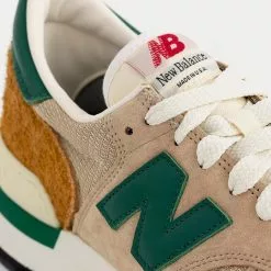 New Balance MADE In USA 990 Tan With Green Low Top Sneakers -New Balance Sales Shop new balance MADEinUSA990 tan with green low top sneakers 5